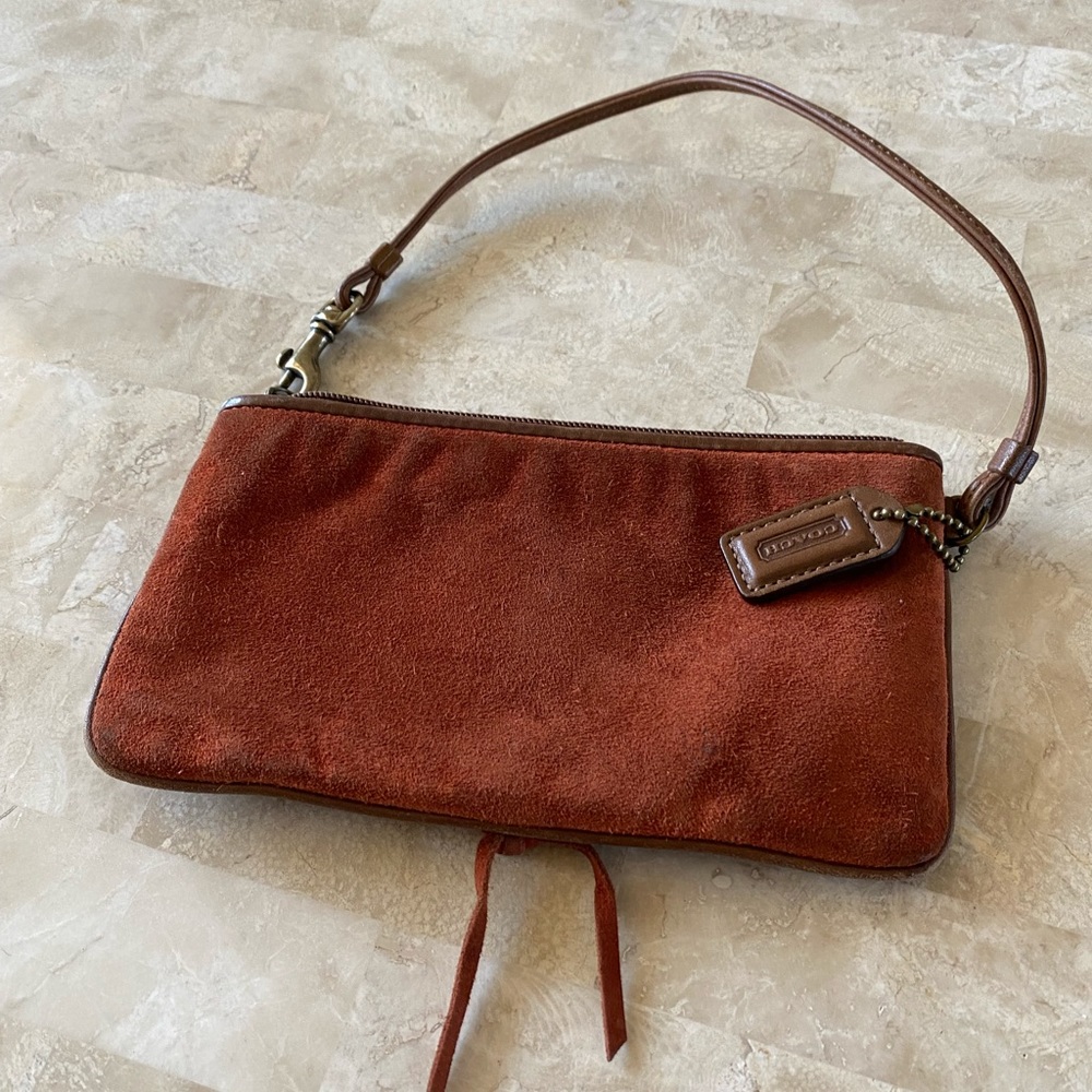 Coach suede wristlet in burnt orange/rust - Picture 2 of 4